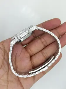 นาฬิกามอสซาไนต์น้ำแข็งสไตล์ลำลองสำหรับนาฬิกาสแตนเลสสตีลสีขาวเงาวาวระบบควอตซ์อัตโนมัติ - Product Image 2