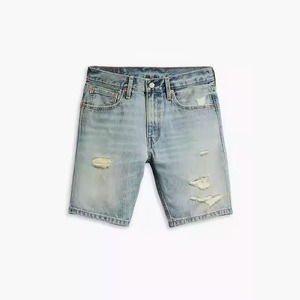 2025 hommes de haute qualité coupe ajustée Denim détresse Shorts bleu jean trous décontracté Style de rue été 2024 nouveau Design confortable - Product Image 1