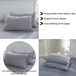 100% coton biologique housse de couette ensemble reine taille pierre lavé lin français 3 pièces solide hôpital utilisation mariage maison 200TC - Product Image 5