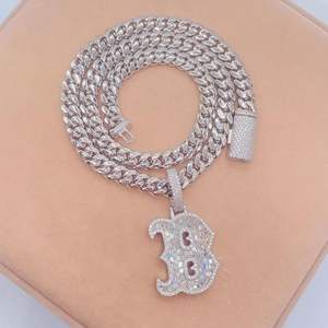 Collier Lettre Initiale Glacée en Argent Sterling-Bijoux Hip Hop - Product Image 2