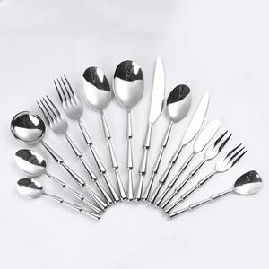 Poignée élégante en forme de bambou Ensemble de couverts en acier inoxydable Couteau Cuillère Fourchette Poignée en bambou Couverts Ensemble de couverts - Product Image 5