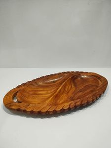 Plateau décoratif en bois à 2 compartiments pour fruits secs, cuisine domestique - Product Image 2