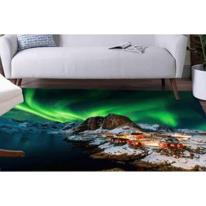 Northern Lights <b>Chenille</b> <b>Rug</b>: Lofoten Landscape, Non-Slip Farmhouse Decor,Nonwoven Soft <b>Rug</b> - Product Image 2