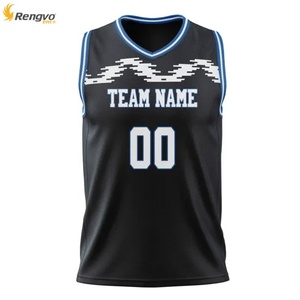 Maillot de basket-ball unisexe personnalisé en gros, grande taille, 100% polyester, sublimation, respirant, antibactérien, séchage rapide - Product Image 1