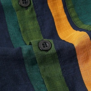 Ropa informal a rayas de algodón transpirable para hombre, camisas de manga corta y pantalones cortos con cordón, ropa de calle de verano, aspecto de solapa - Product Image 5