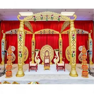 Elegante evento de boda FRP bigote Mandap mejor ceremonia Srilankan Mandapam DST exportaciones último matrimonio tallado en oro Mandap Reino Unido - Product Image 1