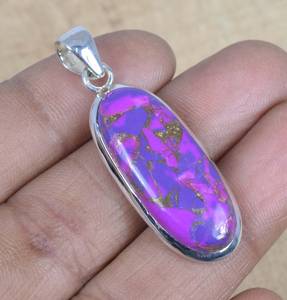 Colgante de Turquesa y Cobre Morado, Plata de Ley 925, Joyería de Piedras Preciosas Hecha a Mano, Elegante Collar para Mujer, Regalo - Product Image 4