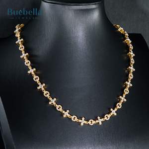 Gran oferta, cadena de eslabones cruzados Micro Pave de 10mm chapada en oro de 18 quilates de Plata de Ley 925 para hombres, collar de joyería de moissanita - Product Image 2