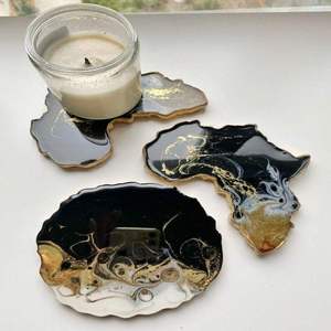 Handmade resin coasters with metallic shimmer finish epoxy <b>mats</b> perfect for home dining table coffee <b>bar</b> and decorative use - Product Image 1