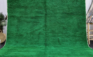 Hand Knotted Solid Green <b>Coloured</b> Moroccan Wool Rug 8x10 Size Hand Knotted Orange And Blue Rug For Home Decor Abstract Rug - Product Image 4