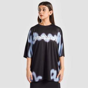 Solid Black with Light Blue Overspray Jersey T-<b>Shirt</b> <b>100</b>% <b>Polyester</b> Compressed Sublimation Transfer Print 240g Fabric Weight - Product Image 3
