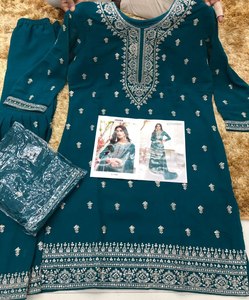 Heavy Georgette Embroidery Work Sharara Plazzo <b>Suit</b> by Royal Export - Product Image 6