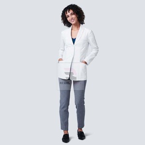 Unisex Long-Sleeved Woven Cotton Polyester Breathable Stretch Lab <b>Coats</b> Comfortable Hospital Uniform for Doctors and Nurses - Product Image 2