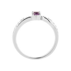 Anillo de Plata de Ley 925 con Amatista Natural y Topacio Blanco para Mujer, Corte Ovalado, Incrustaciones de Alta Calidad, Ideal para Compromiso, Shah Gems - Product Image 3