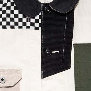 Veste de travail en cuir véritable pour homme, style patchwork, col montant, fermeture éclair, tailles XS à XL, pour l'automne - Product Image 3