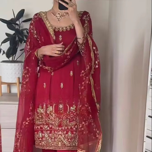 ชุดทำงานทรงเอไลน์ ผ้าเครปไหมเนื้อหนาปักลาย ความยาวระดับเข่า สไตล์วินเทจสำหรับฤดูร้อน - Product Image 1