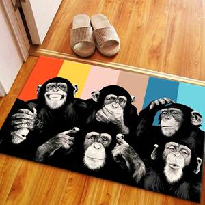 <b>Abstract</b> Monkey Wise Monkeys Printed Rug - Trendy <b>Animal</b> <b>Art</b>,Chenille Rug - Product Image 5