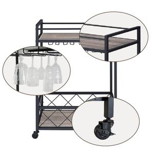 [Holar] Taiwan Made 2 Tire 50 kg Wood Pattern Metal Moveable Storage Trolley <b>for</b> Kitchen and Living Room - Product Image 2