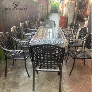 Meubles de jardin d'extérieur modernes OEM Table rectangulaire unique en fonte 1800 mm 10 chaises Ensembles à bon prix pour atelier hôpital - Product Image 2