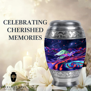 Elegant Meena-Coated Aluminum Cremation <b>Urn</b> <b>Large</b> (220 cu in) & Keepsake (3 cu in) Sizes Premium customize Cremation <b>Urns</b> - Product Image 4