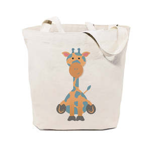 Eco-Friendly 12oz Thick Cotton Canvas Tote Bag Heat Transfer Printed Giraffe Letter Screen Pattern Daily Use Medium PP Fabric - Product Image 1