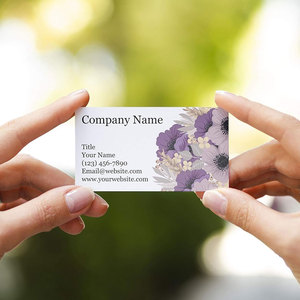 Supere las expectativas Tarjetas de visita impresas personalizadas en 300gsm Sturdy Stock Purple Floral Business Card - Product Image 3