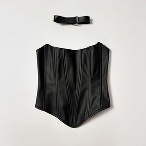 Castleton Black Genuine Leather <b>Corset</b> & Matching Leather Collar Set Elegant Dark Black <b>Gothic</b> <b>Corset</b> Ensemble for Women - Product Image 1