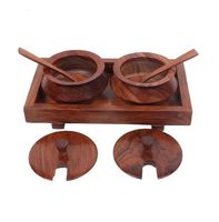 Boîte à épices multifonction artisanale en bois écologique avec couvercle rabattable, plateau et cuillère – Organisateur de rangement de cuisine de luxe pour table