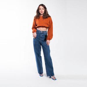 Jersey informal de manga larga con dobladillo acanalado y mangas para mujer, Tops cortos, sudaderas para todas las estaciones personalizadas - Product Image 3