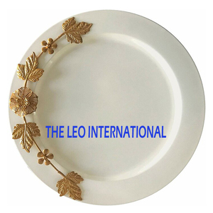 Acier inoxydable métal forme ronde cuivre fini créatif sous émaillé plats et assiettes luxe fait à la main décoratif pour la maison - Product Image 6