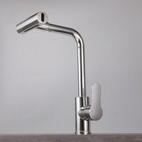 Robinet de cuisine extractible OEM en chrome avec effet pluie rotatif et jet cascade, mitigeur chaud et froid