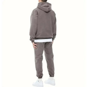 Ensemble de survêtement pour homme 2025, jogging, vêtements de sport, sweat-shirt à capuche patchwork, ensembles personnalisés, broderie en chenille, lavage à l'acide, ensemble deux pièces - Product Image 4