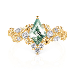 925 Silver Emerald Cut Green Gemstone Ring With Round Diamonds <b>Yellow</b> Gold Vintage Engagement Ring For Women - Product Image 1