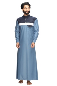 Thobe musulman pour homme, nouveau modèle arabe, panneau personnalisé, couleur unie, teinture personnalisée, logo personnalisé, rayure blanche sur la poitrine, robe longue en coton - Product Image 3