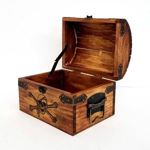 Caja rústica de madera, caja de regalo de madera, Cofre del Tesoro de madera - Product Image 1