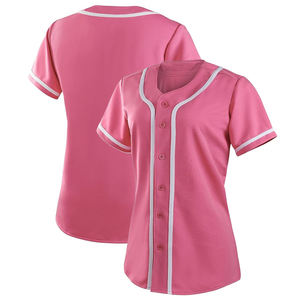 Camisetas de béisbol rosas personalizadas de alta calidad para mujer, ropa deportiva transpirable con su logotipo personalizado y nombre de equipo - Product Image 1