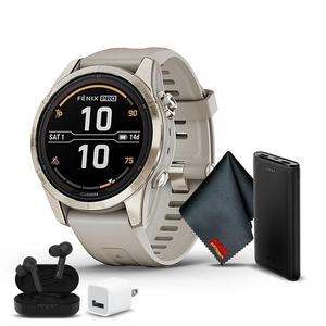 Ventes exclusives Garmin Fenix 7S Pro Solar Edition Sapphire GPS Smartwatch avec lampe torche intégrée et charge solaire Sapphire - Product Image 1