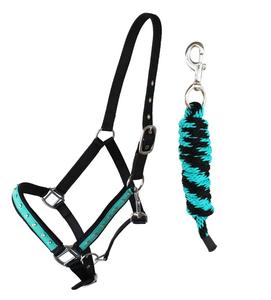 Nylon Horse Halter With Rope <b>Tack</b> Nylon Padded Adjustable Halter Rhinestones Rope, Padded English Saddle Halters From India - Product Image 4