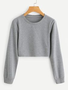 Personnalisé à la mode Vintage lavé 355G coton femmes sweat-shirt court à manches longues épaule sweat-shirts - Product Image 4