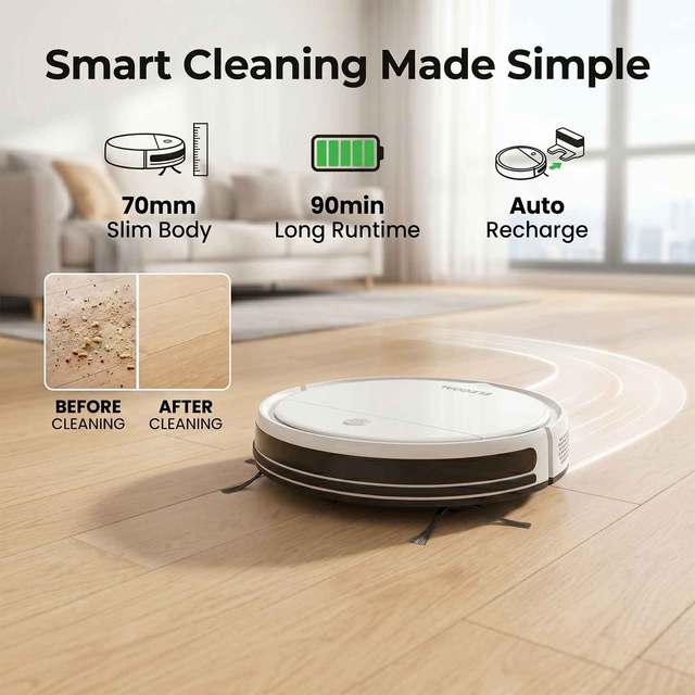 ELEGOAL RP39 Robot Vacuum Cleaner Rechargeable Automatic Sweeping Robot Auto Recharge Home Floor Cleaning Low Noise Vacuum