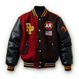 Durable <b>Genuine</b> Leather Camouflage Spring Sleeves Varsity Jacket for Men Factory Crafted Precise Stitching Soft Lined Inner - Product Image 6