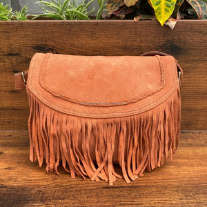 Custom New Design Fashion High Quality Elegant Genuine Suede Leather Fringe <b>Handbag</b> with Detachable Shoulder Strap for Ladies - Product Image 2