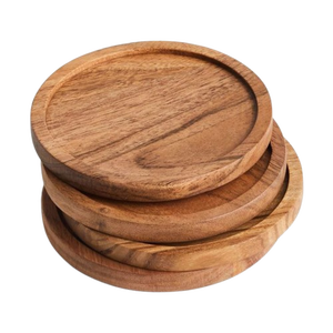 Nouveau caboteur en bois d'acacia avec support ménage tasse à thé tapis tampons en bois résine napperon pour vaisselle boissons écorce bois - Product Image 6
