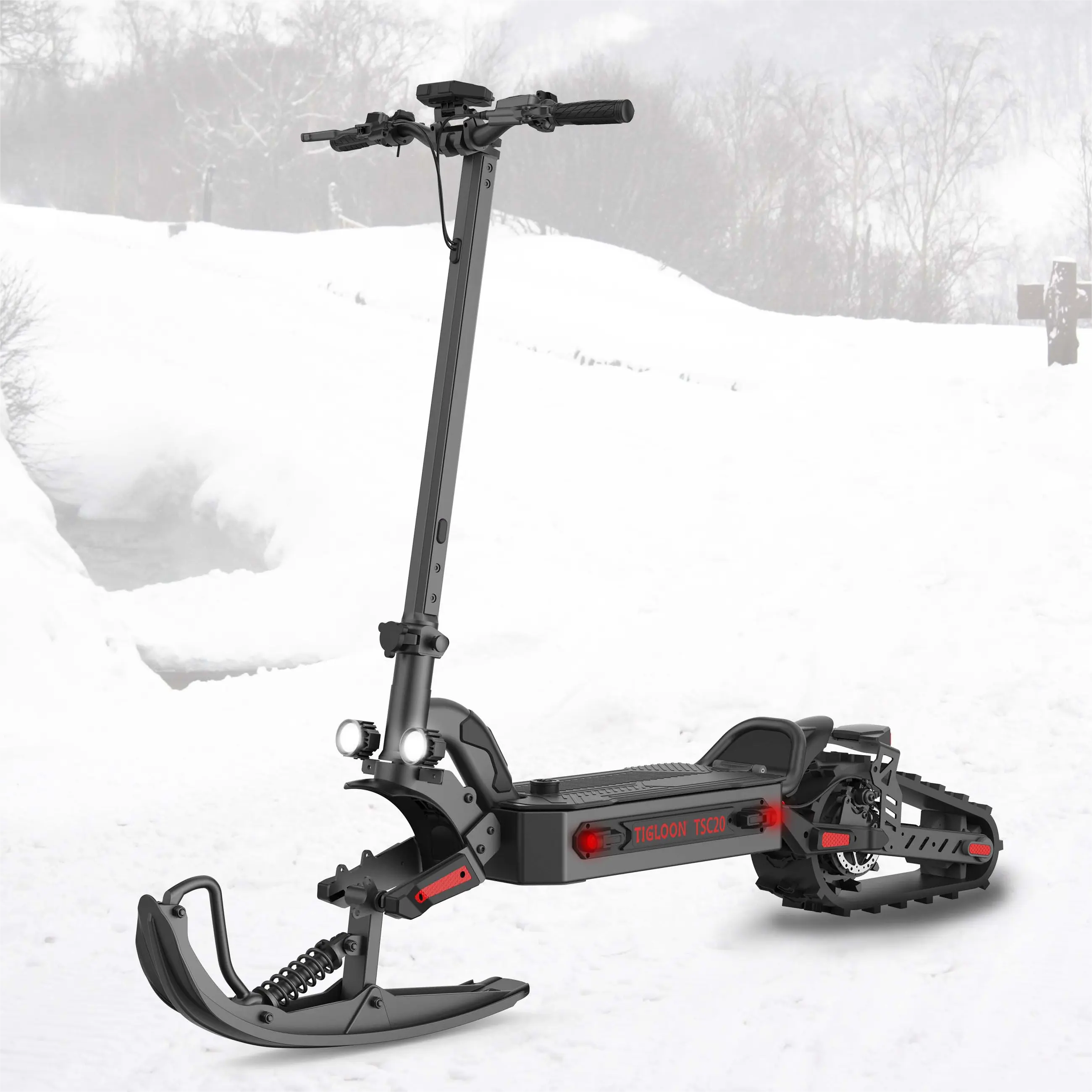 Scooter de neige électrique pliable scooter électrique rapide tout-terrain à trois modes skiable adulte