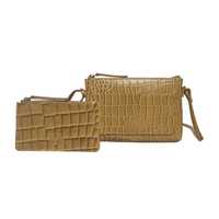 Sac bandoulière en cuir véritable poli, motif géométrique bohème vintage, effet croco, avec pompon, style indien, qualité supérieure