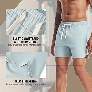 cotton soft shorts men fleece lounge wear <b>elastic</b> waist casual summer gym training comfort style - Product Image 4