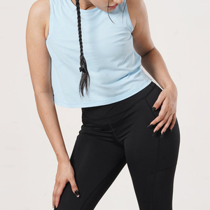 Camiseta sin mangas de algodón en blanco para gimnasio, logotipo bordado personalizado, camisetas sin mangas acanaladas de verano a granel para mujer - Product Image 2