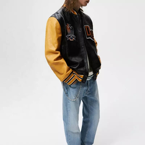 Blouson de baseball tout cuir OEM personnalisé Offre Spéciale à la mode avec logo brodé Veste universitaire pour hommes - Product Image 4