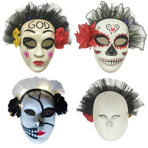 HLC-Máscaras Personalizadas con Luz LED para <span class=keywords><strong>Mujer</strong></span>, Máscaras de Fantasmas de Cara Completa con Flores, Espeluznantes PARA EL Día DE LOS Muertos, Azúcar, Fiesta de Halloween, Proveedor de Ciudad - Product Image 5