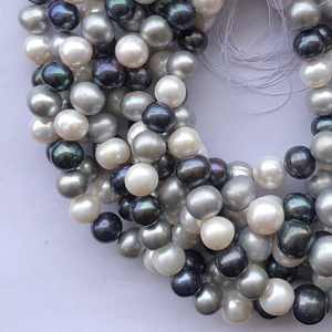 Natural Multi Color Cultured Fresh Water Pearl Necklace Smooth Round Loose Pearl Necklace 12mm 14mm Clear White Antique <b>Beads</b> - Product Image 2